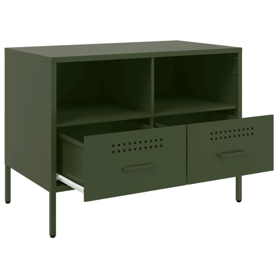 Muebles para TV 2 unidades acero verde oliva 68x39x50,5