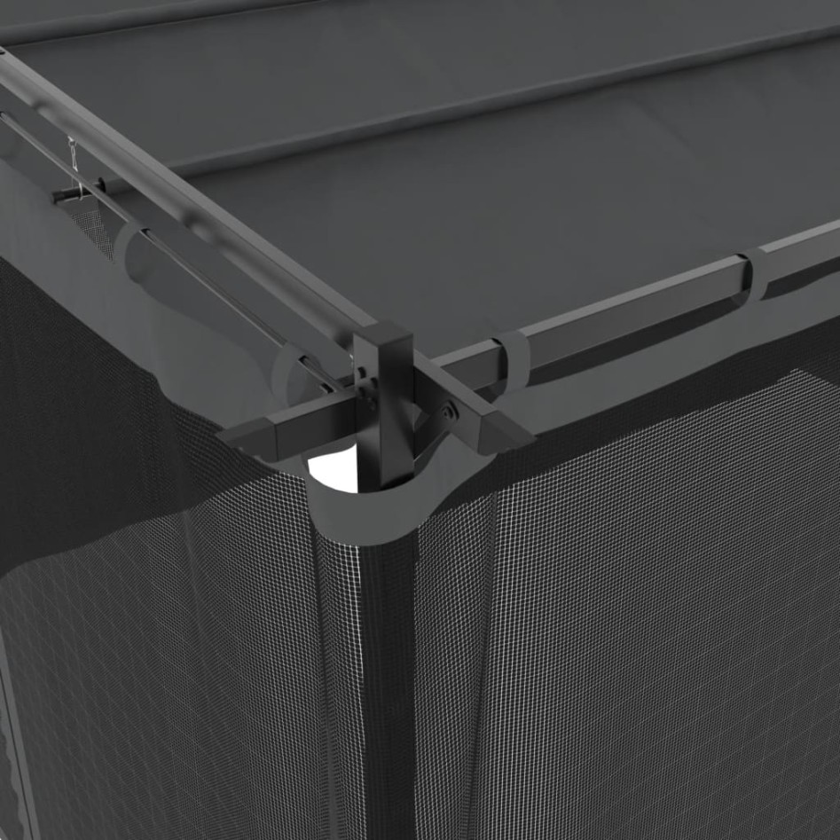 Cenador con paredes de malla acero gris antracita 4x3