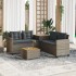 Sofá de jardín en forma de L con mesa y cojines ratán PE