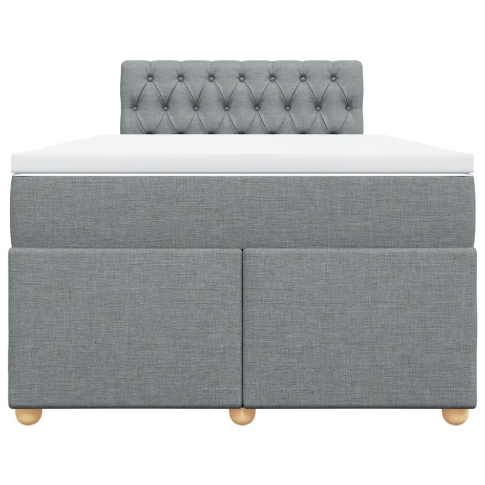 Cama box spring con colchón tela gris claro 120x200