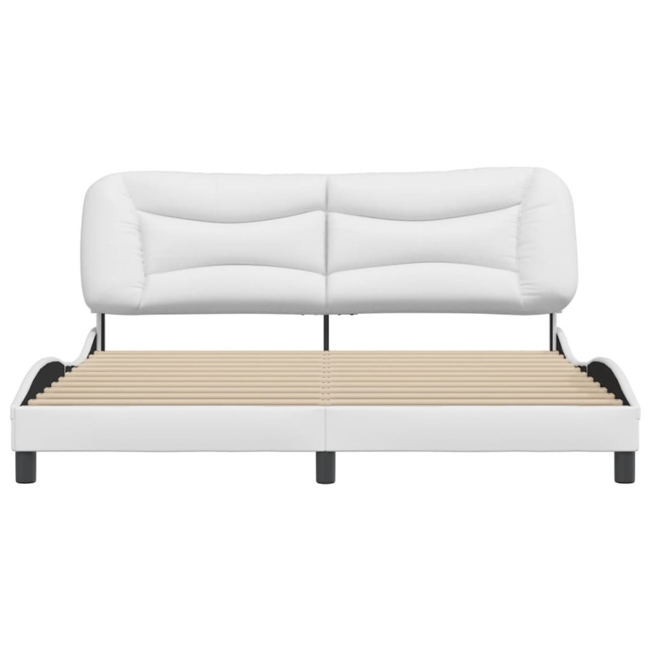 Estructura de cama cabecero cuero sintético blanco 180x200