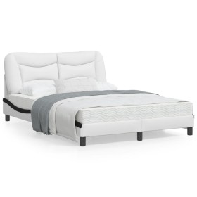 Estructura cama cabecero cuero sintético blanco negro