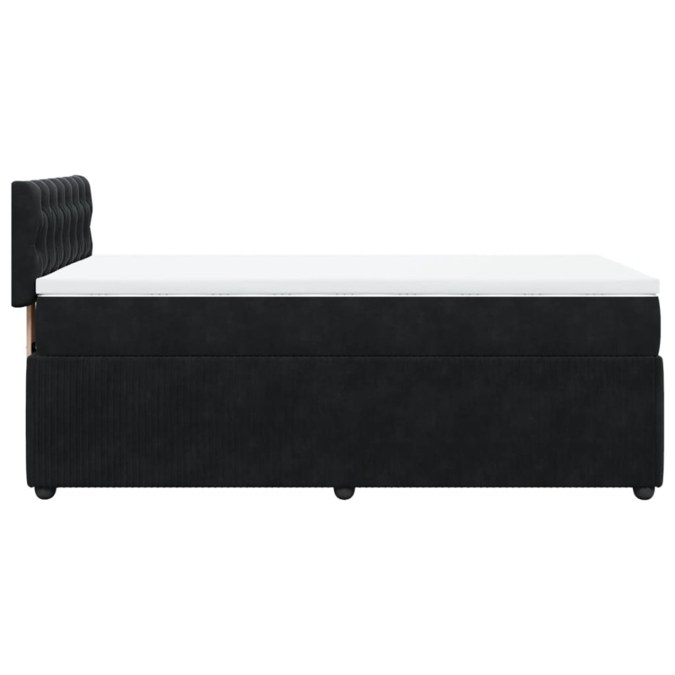 Cama box spring con colchón terciopelo negro 90x200