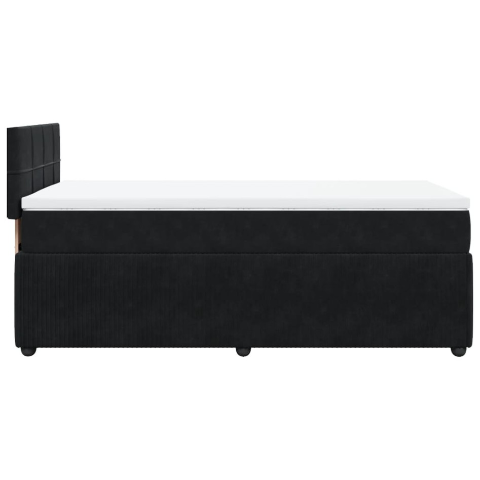 Cama box spring con colchón terciopelo negro 90x200