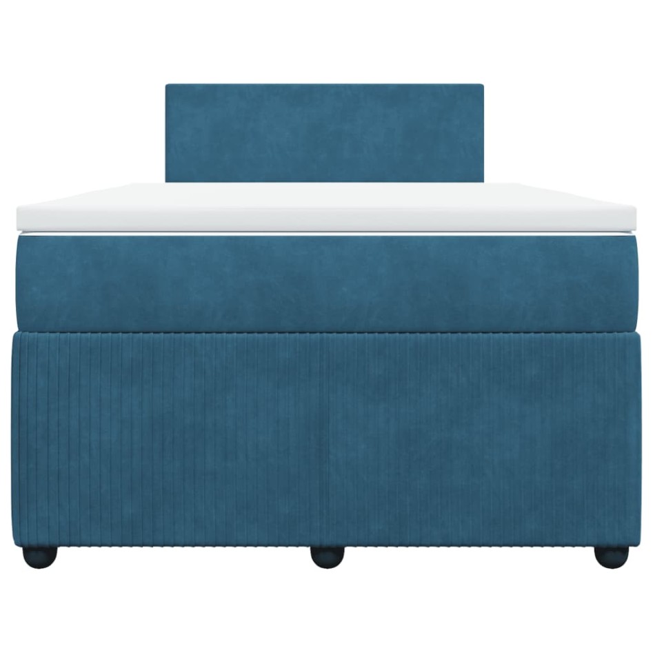 Cama box spring con colchón terciopelo azul 120x190