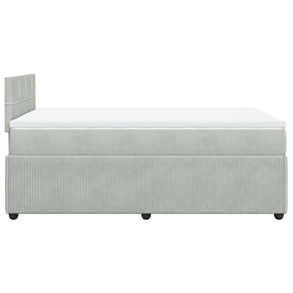 Cama box spring con colchón terciopelo gris claro 120x190