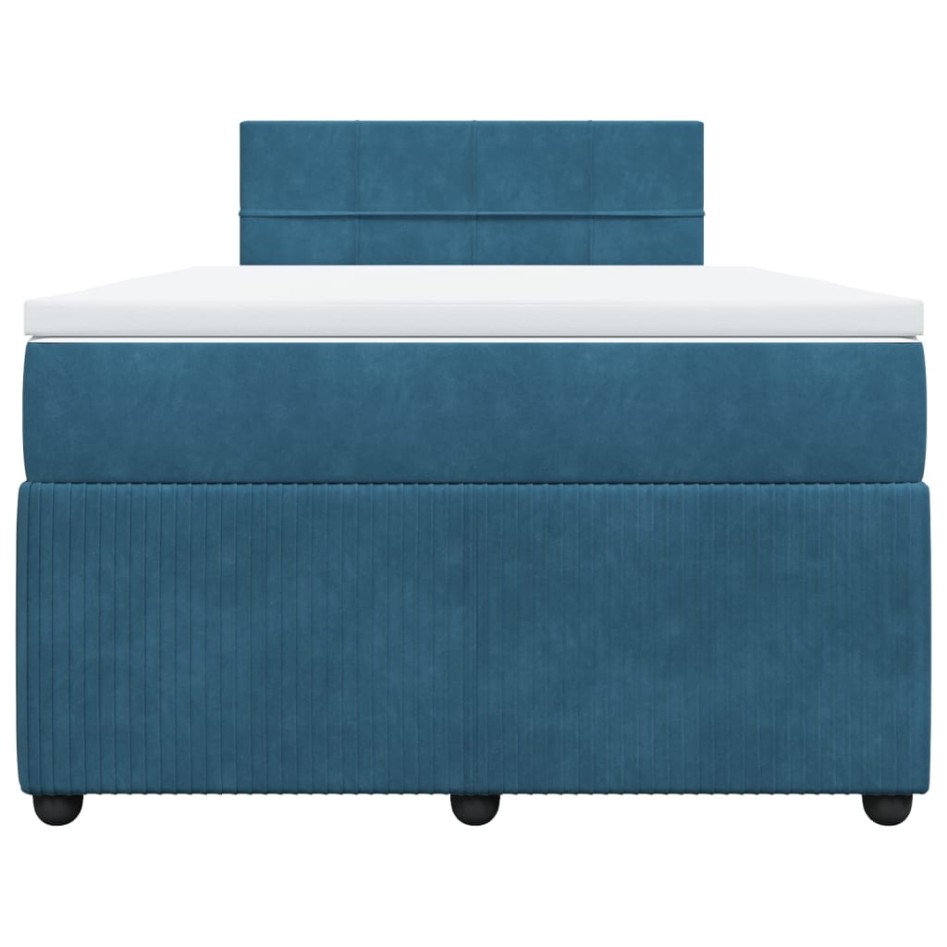 Cama box spring con colchón terciopelo azul 120x190