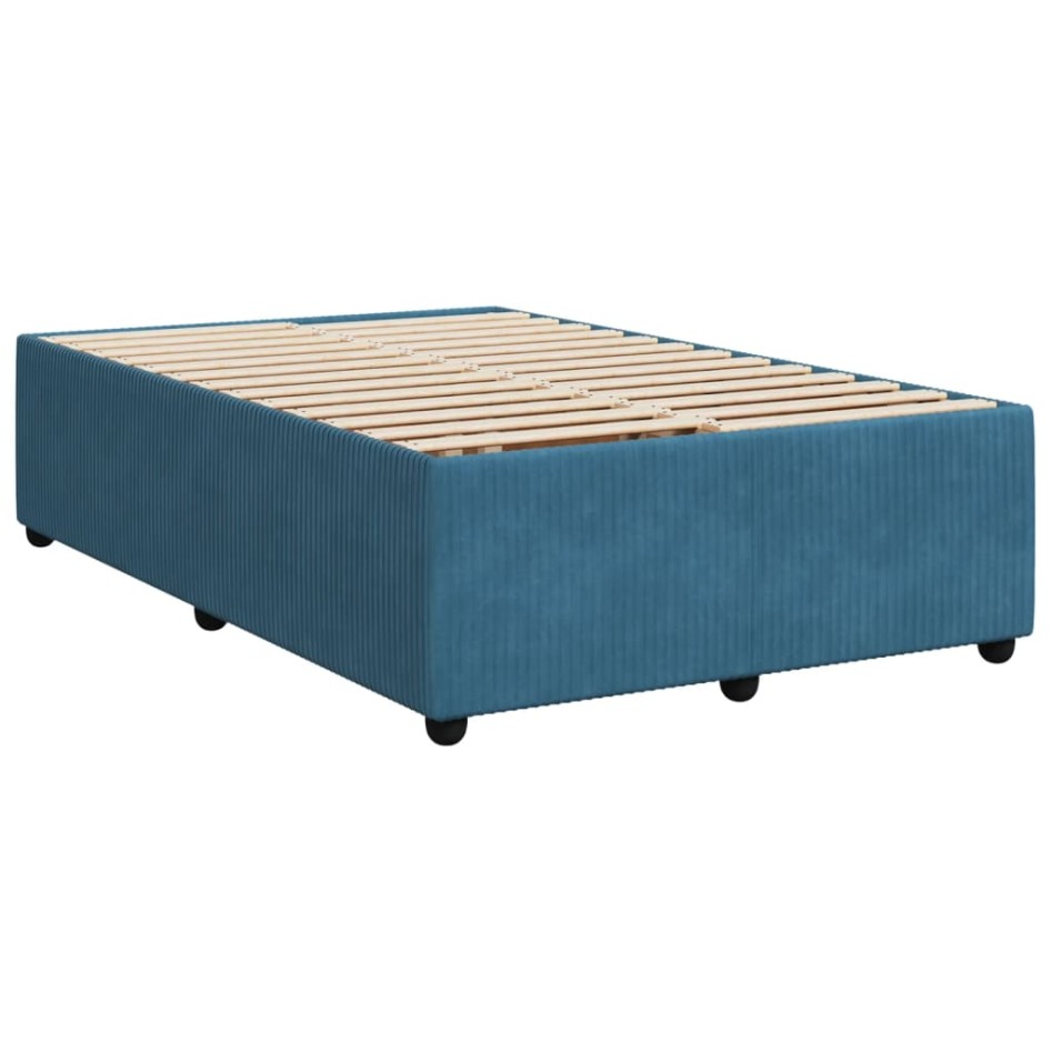 Cama box spring con colchón terciopelo azul 120x190