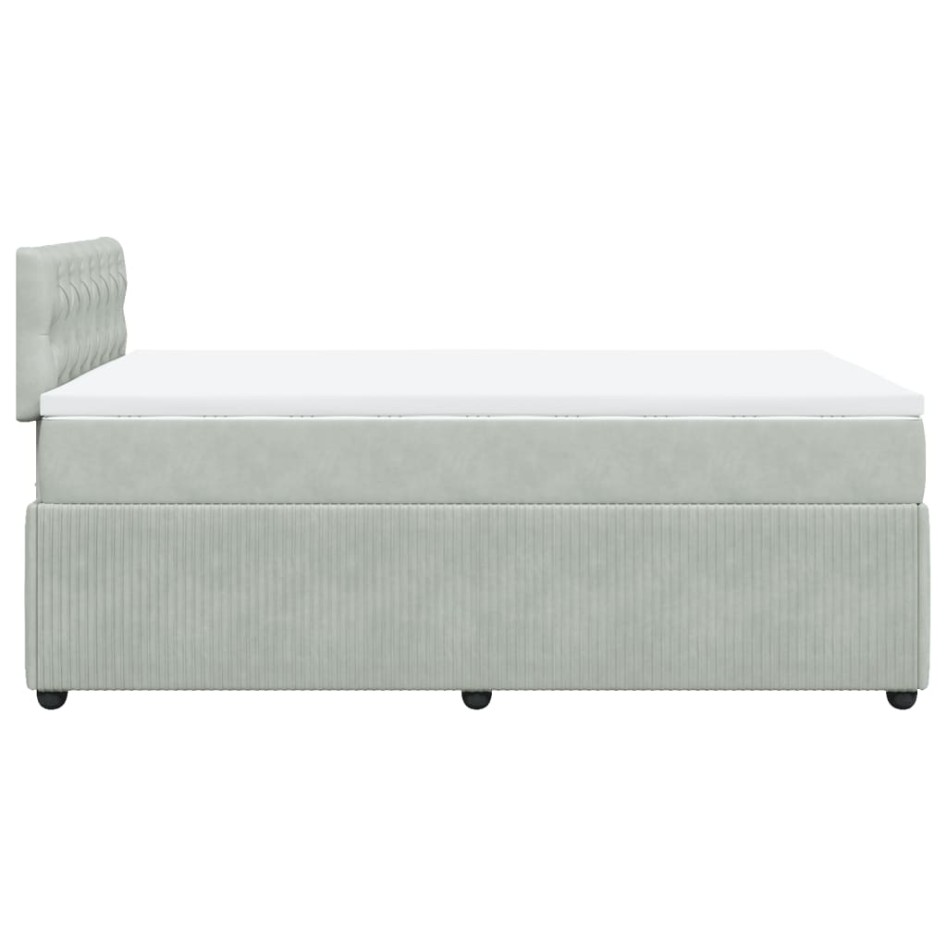 Cama box spring con colchón terciopelo gris claro 120x190