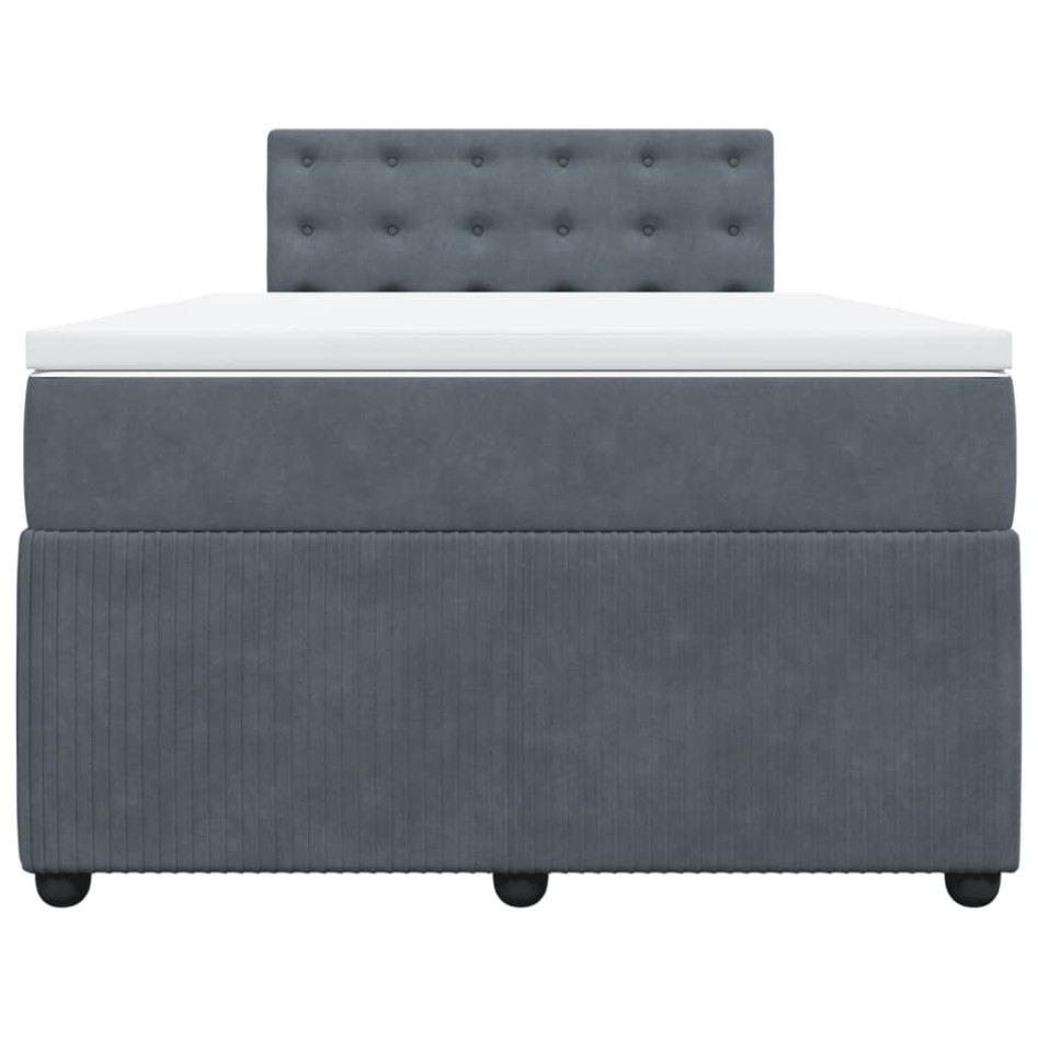 Cama box spring con colchón terciopelo gris oscuro 120x190