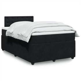 Cama box spring con colchón terciopelo negro 120x190
