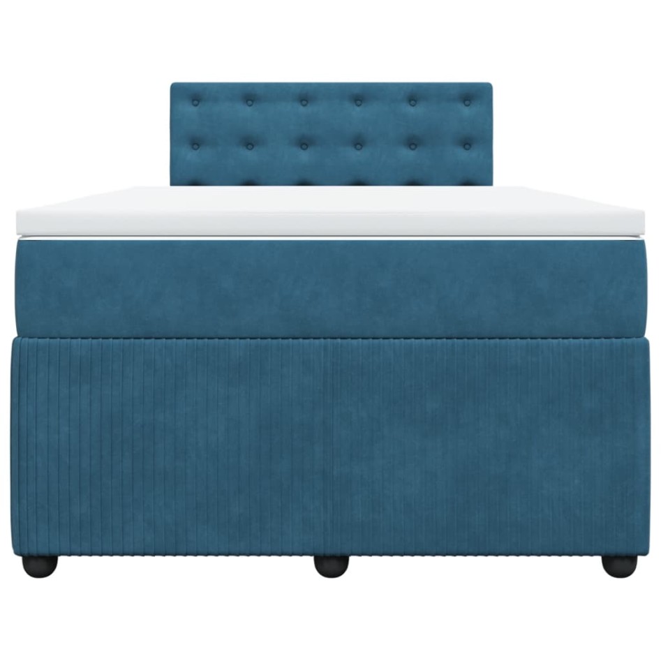 Cama box spring con colchón terciopelo azul 120x190