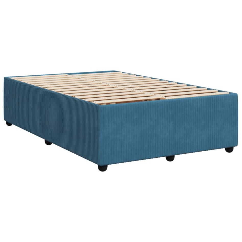 Cama box spring con colchón terciopelo azul 120x190