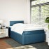Cama box spring con colchón terciopelo azul 120x200