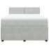 Cama box spring con colchón terciopelo gris claro 140x190