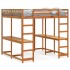 Cama alta con escritorio y escalera madera marrón 140x200