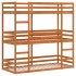 Litera triple de madera maciza de pino marrón cera 90x190