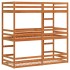 Litera triple de madera maciza de pino marrón cera 90x190