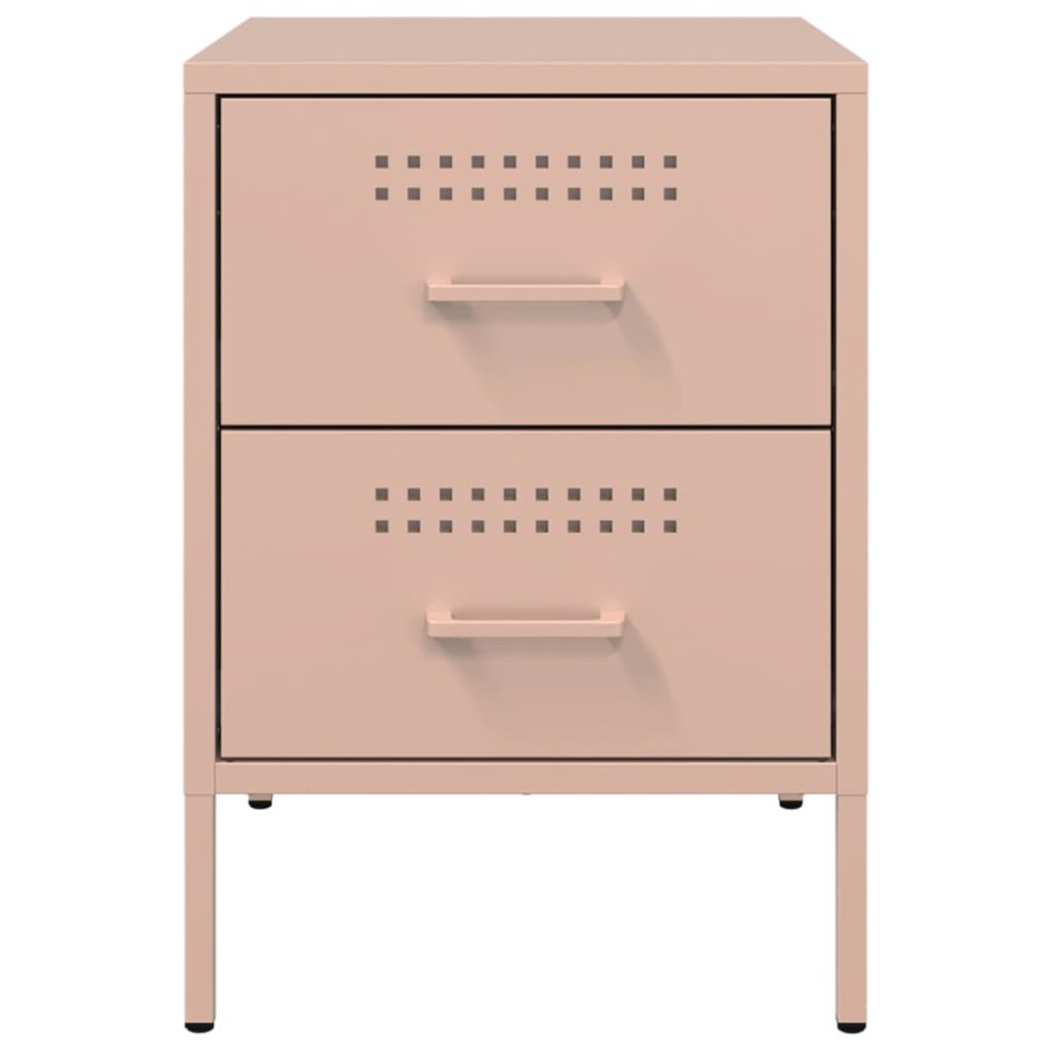 Mesitas de noche 2 unidades acero rosa 36x39x50,5