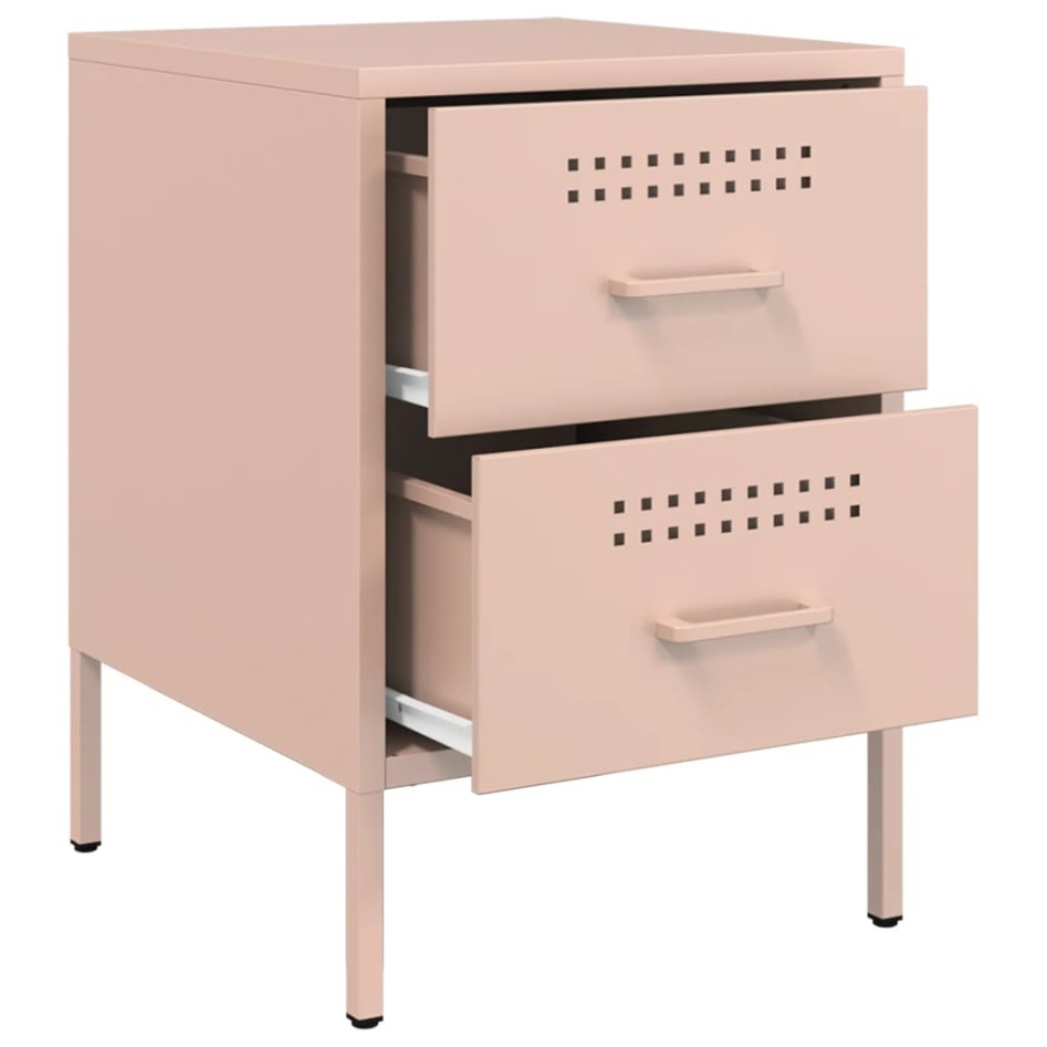 Mesitas de noche 2 unidades acero rosa 36x39x50,5