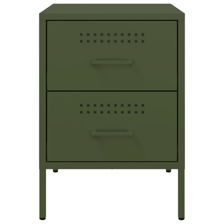 Mesitas de noche 2 unidades acero verde oliva 36x39x50,5