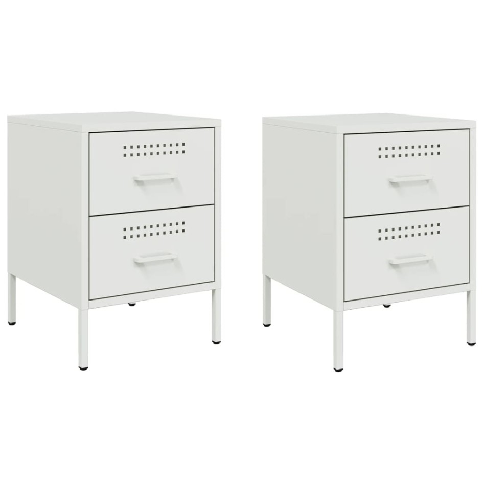 Mesitas de noche 2 unidades acero blanco 36x39x50,5