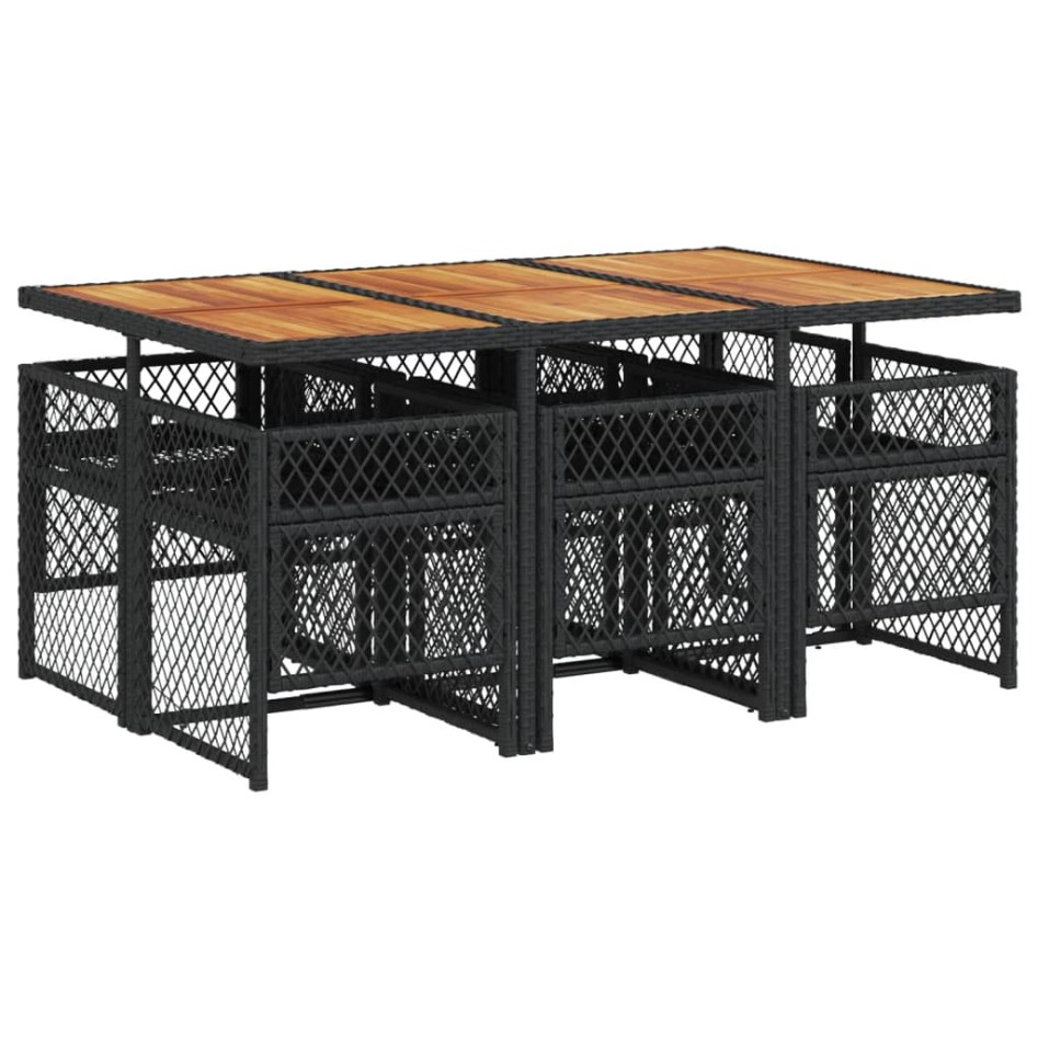 Set de comedor de jardín 7 pzas y cojines ratán sintético