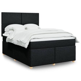 Cama box spring con colchón tela negro 140x200