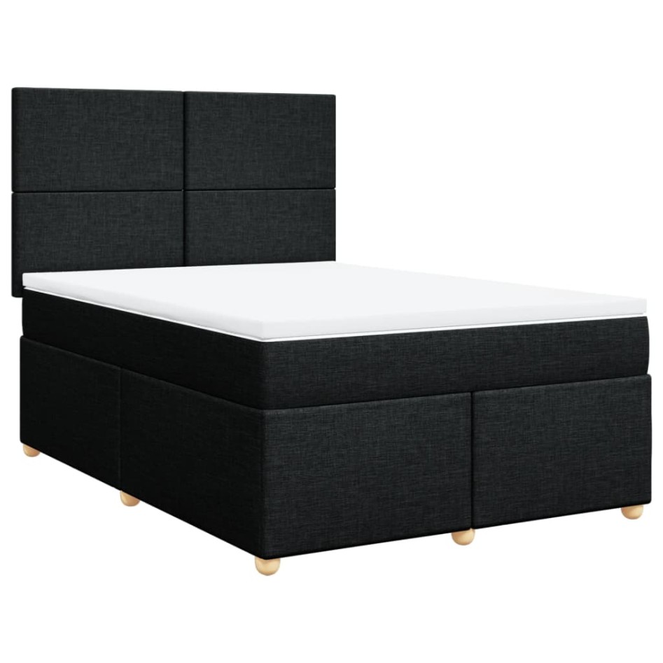 Cama box spring con colchón tela negro 140x200