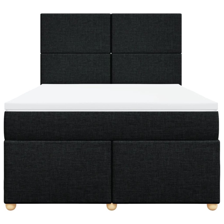 Cama box spring con colchón tela negro 140x200