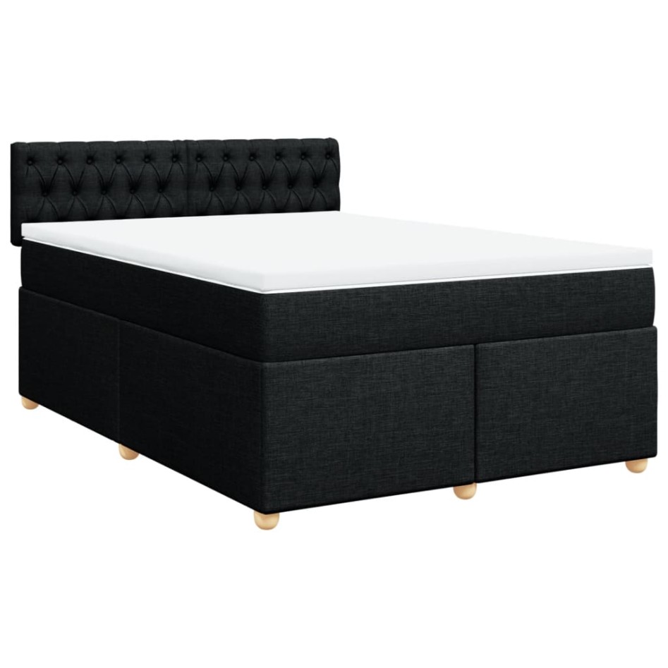 Cama box spring con colchón tela negro 140x200