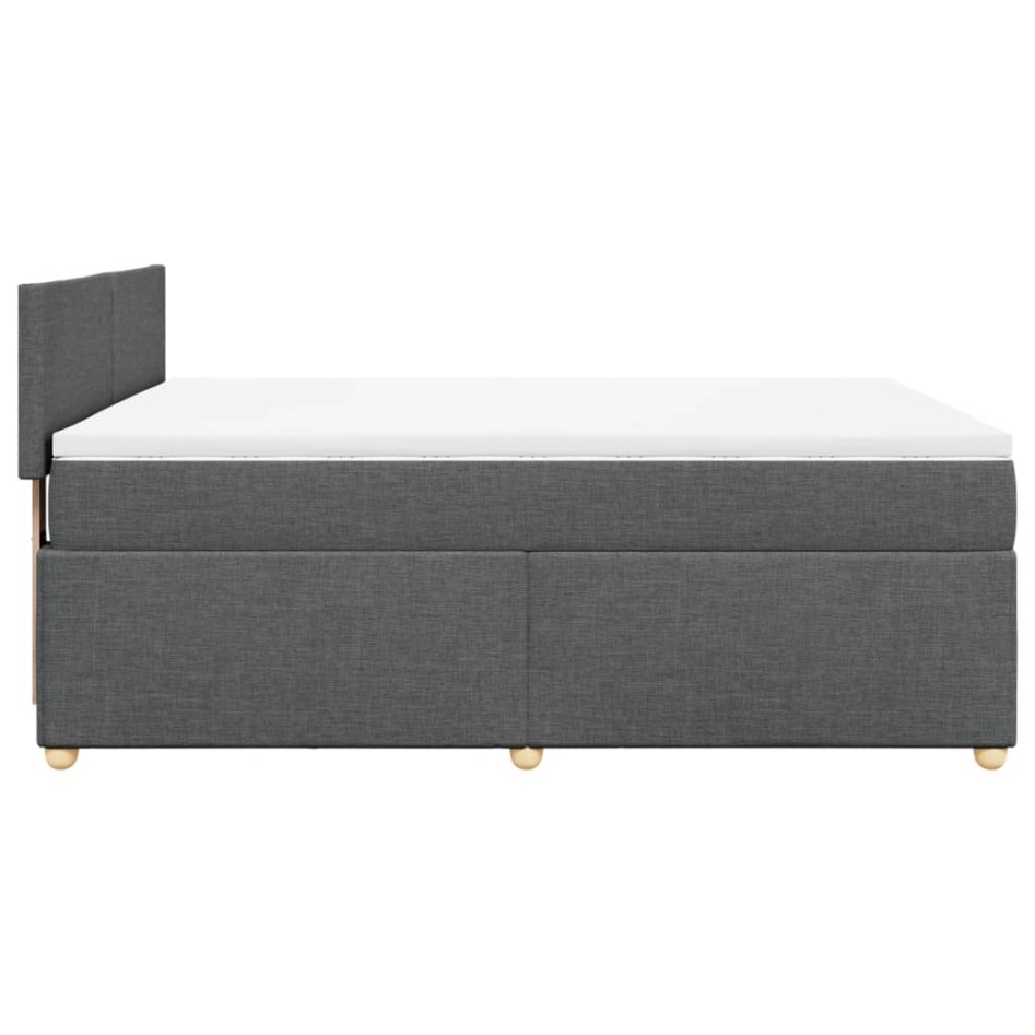 Cama box spring con colchón tela gris oscuro 160x200