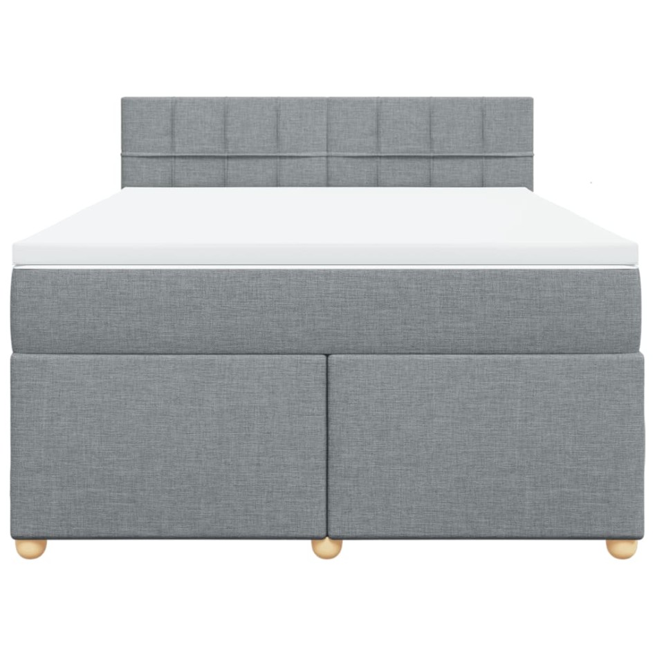 Cama box spring con colchón tela gris claro 160x200