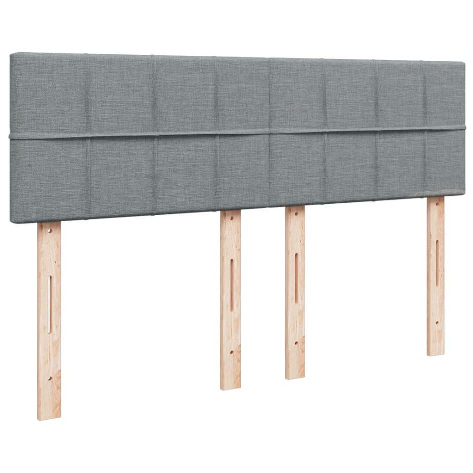 Cama box spring con colchón tela gris claro 160x200