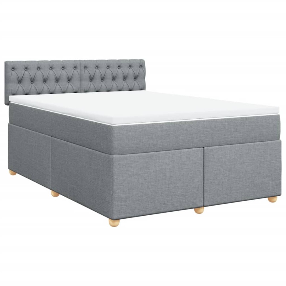 Cama box spring con colchón tela gris claro 160x200