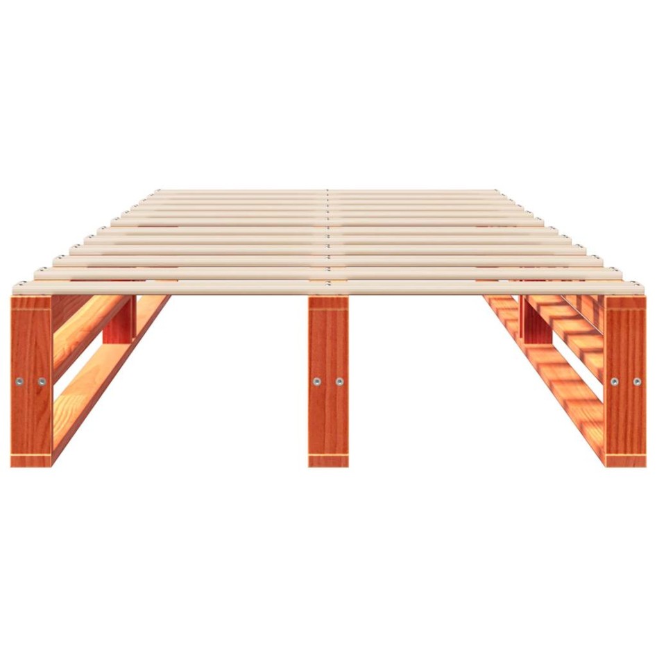 Cama sin colchón madera maciza de pino marrón cera 100x200