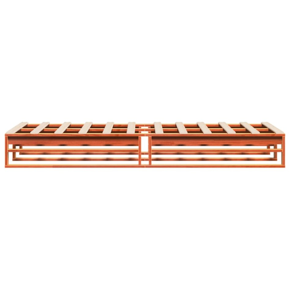 Cama sin colchón madera maciza de pino marrón cera 100x200