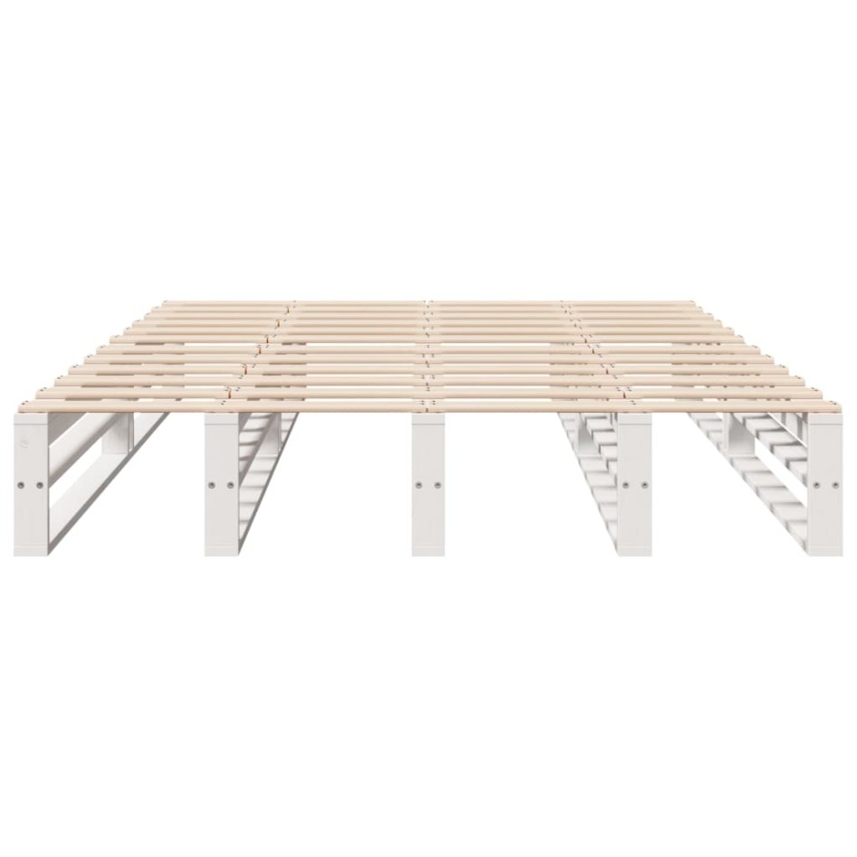 Estructura de cama sin colchón madera de pino blanca 150x200