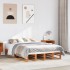 Cama sin colchón madera maciza de pino marrón cera 160x200