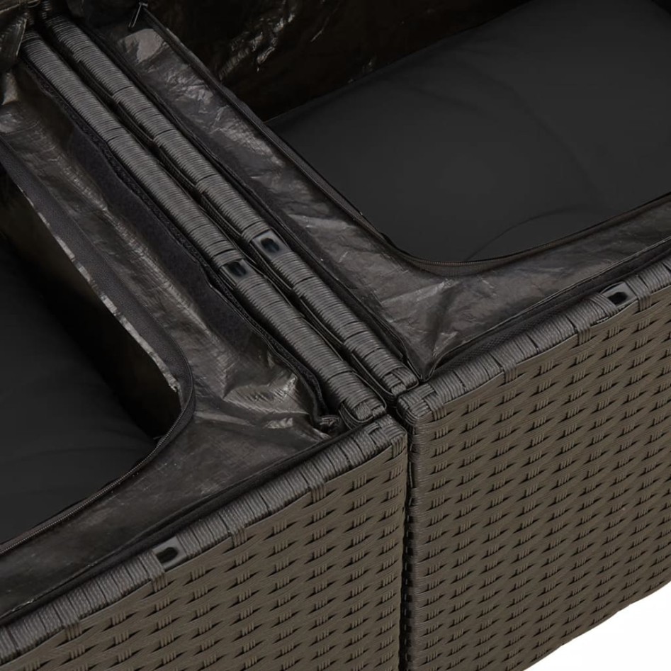 Set de muebles de jardín 5 pzas y cojines ratán sintético