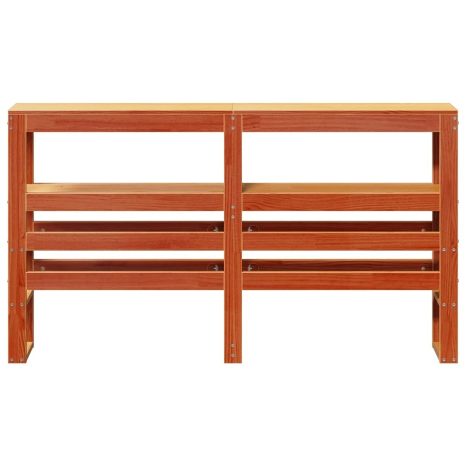 Cabecero de cama con estantes madera maciza pino marrón 140