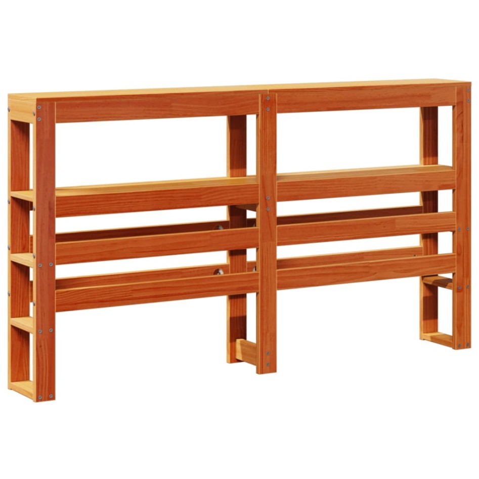 Cabecero de cama con estantes madera maciza pino marrón 140