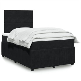 Cama box spring con colchón terciopelo negro 120x190