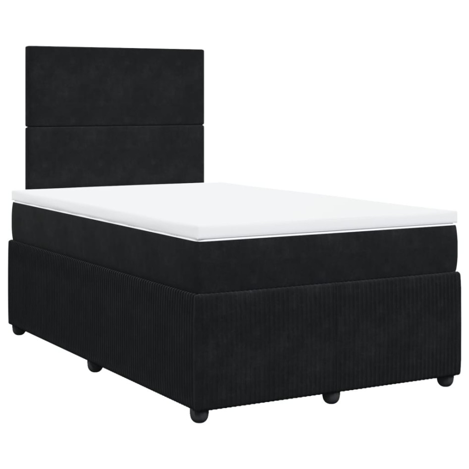 Cama box spring con colchón terciopelo negro 120x190