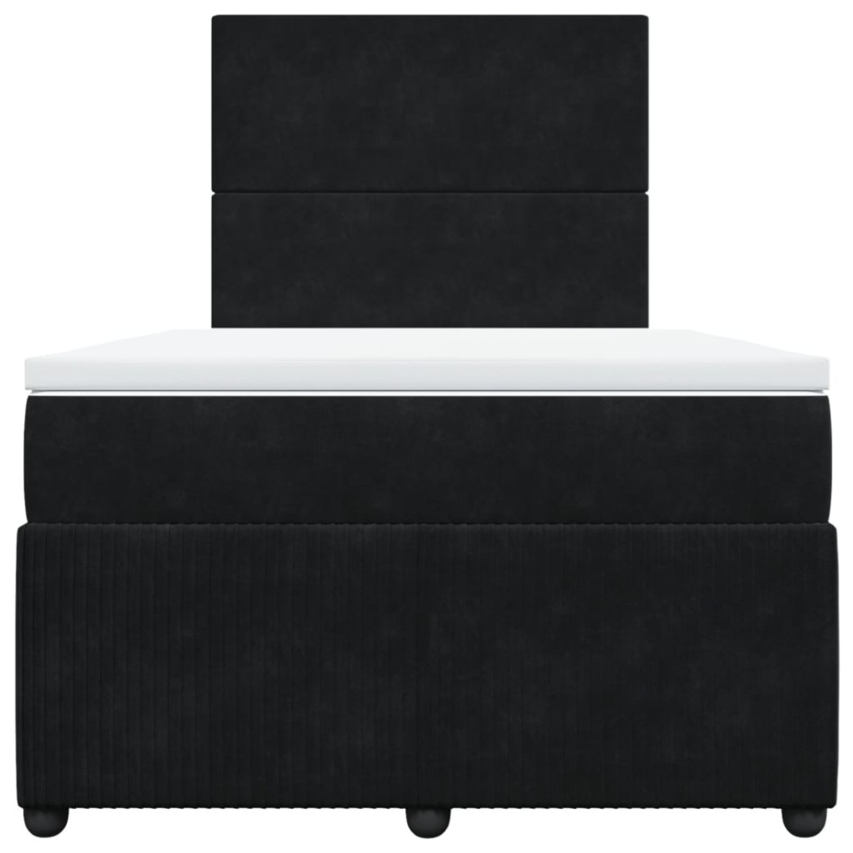 Cama box spring con colchón terciopelo negro 120x190