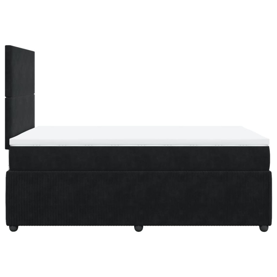 Cama box spring con colchón terciopelo negro 120x190