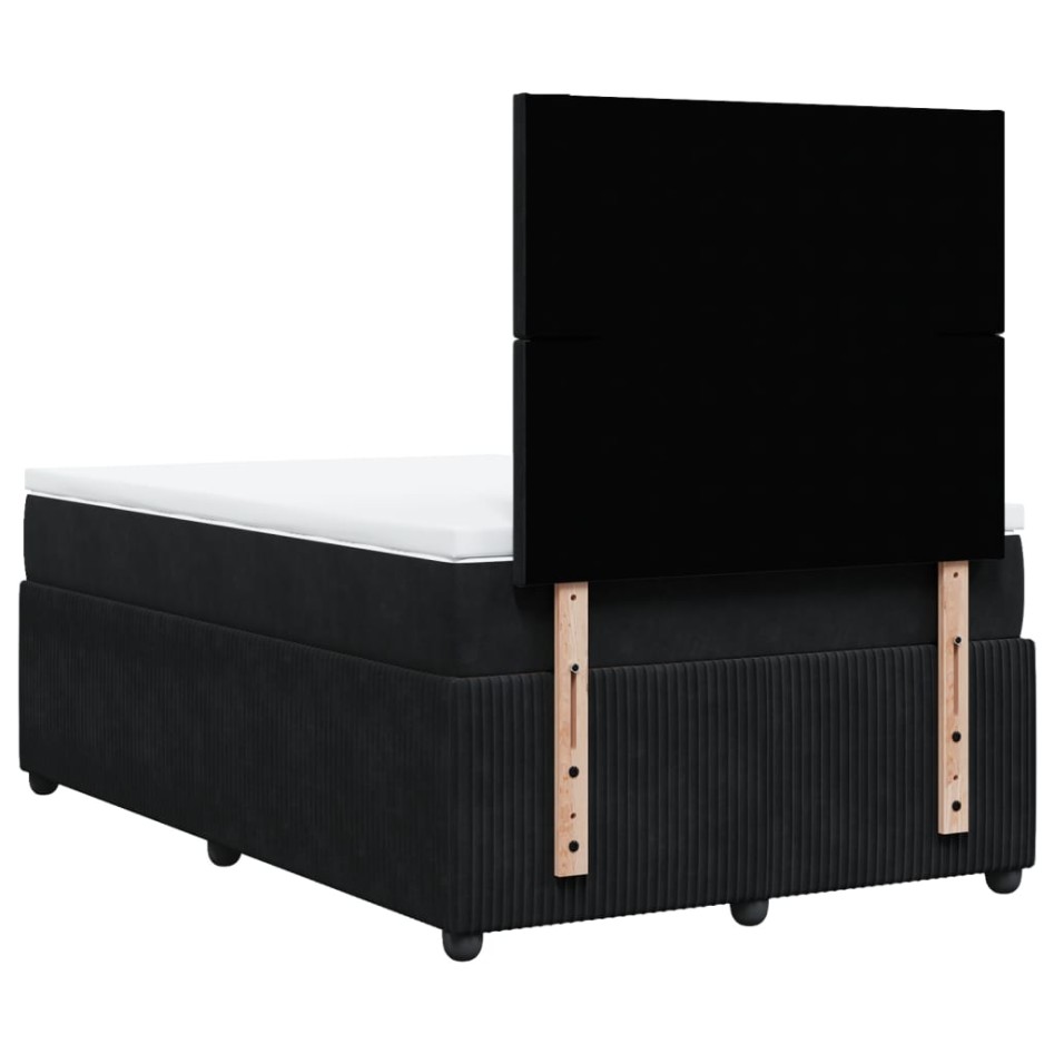 Cama box spring con colchón terciopelo negro 120x190