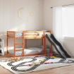 Litera con tobogán y escalera madera maciza marrón 90x200 cm