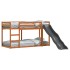 Litera con tobogán y escalera madera maciza marrón 90x200