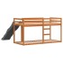 Litera con tobogán y escalera madera maciza marrón 90x200